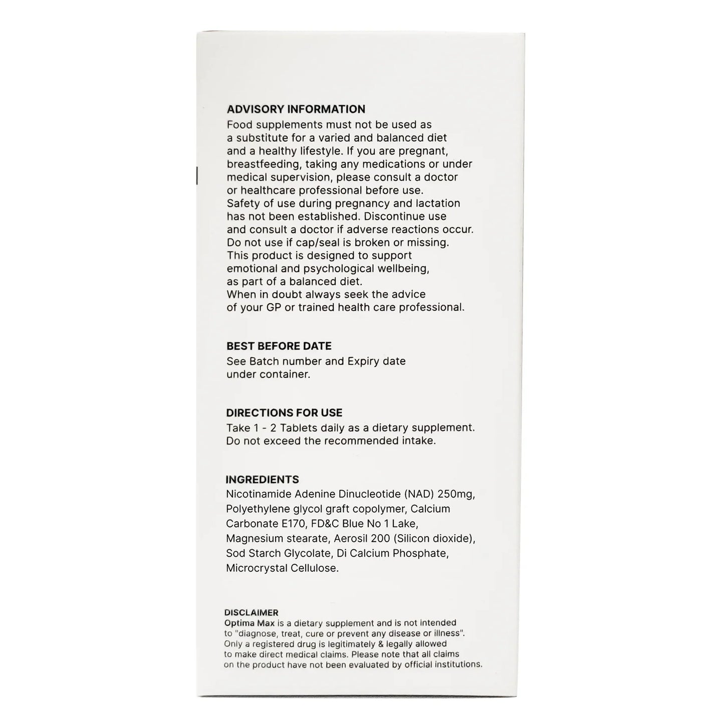 Enhanced Optima Max – NAD+ tablety